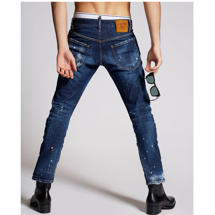 Medium Super Ripped Paint Spots Sexy Twist Jeans